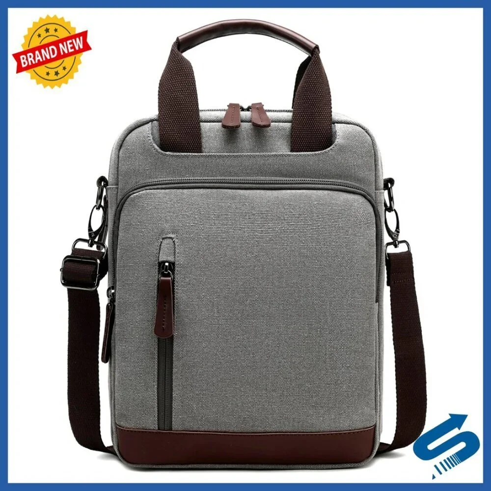Canvas Crossbody Messenger Bag Water Resistant Adjustable Strap Multiple Pockets
